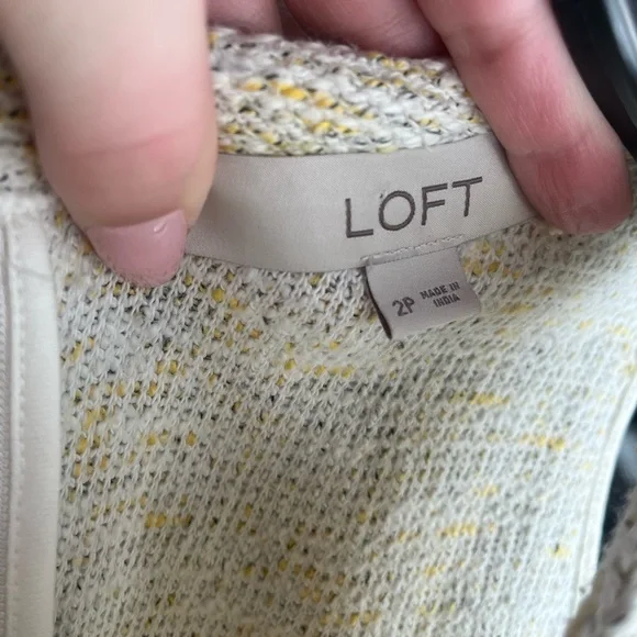 LOFT Dress Tweed Flounce Pocket Gold Button Sailor Knit Textured - Picture 2 of 4